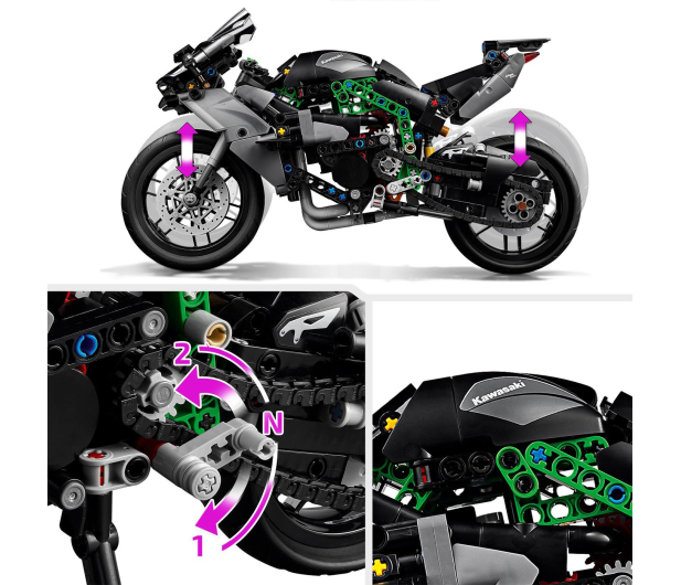 LEGO Technic 42170 Motocykl Kawasaki Ninja H2R - 1220584 - zdjęcie 4